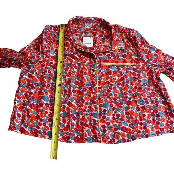 Free People Size L Pillow Talk Satin Pajama Set Red Poppy Floral Print Silky New - Picture 13 of 13